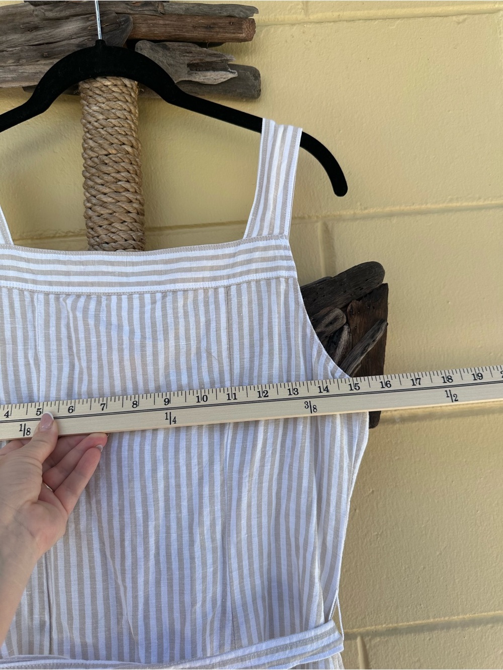 Liz Claiborne Beige and White Striped Button-Front Sundress - Picture 8 of 9